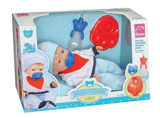 BONECA BEBEZINHO REAL XIXI MENINO R.5684 ROMA
