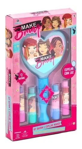 MAQUIAGEM KIT BATOM E ESPELHO MAGICO MAKE BRINQ MK07