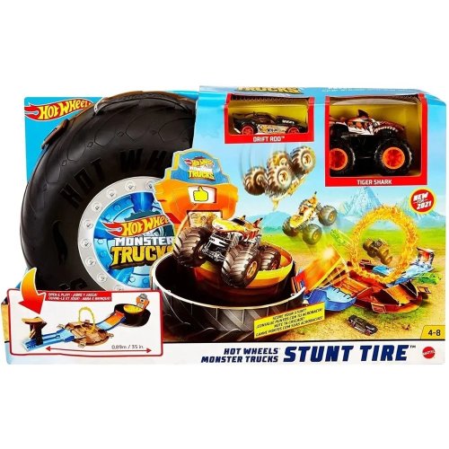 PISTA HOT WHEELS MONSTER TRUCKS PNEUS ACROBACIA GVK48 - MATTEL